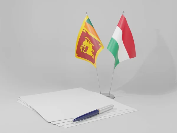 Hungría Banderas Del Acuerdo Sri Lanka Fondo Blanco Render — Foto de Stock