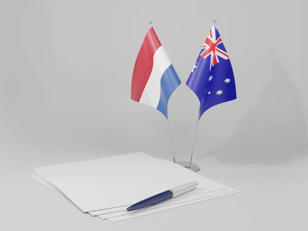 Ausztrália Hollandia Megállapodás Zászlók Fehér Háttér Render — Stock Fotó