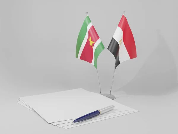 Mısır Surinam Anlaşması Bayrakları Beyaz Arkaplan Render — Stok fotoğraf