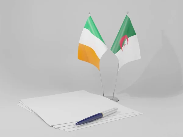 Overeenkomst Tussen Algerije Ierland Vlaggen Witte Achtergrond Render — Stockfoto