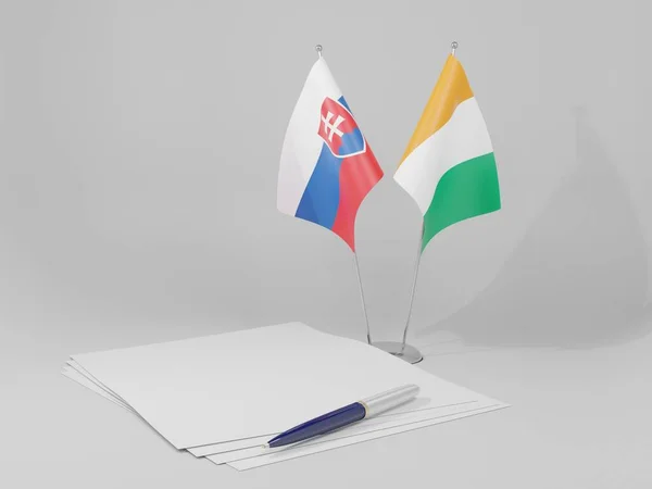 Cote Ivoire Словаччина Agreement Flags White Background Render — стокове фото