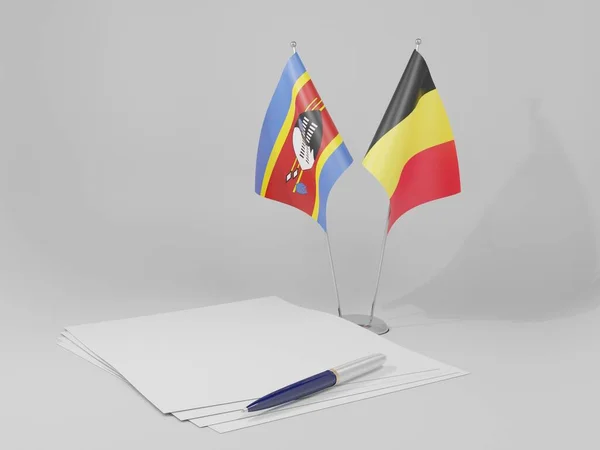 Belgie Vlajky Svazijska Bílé Pozadí Vykreslování — Stock fotografie