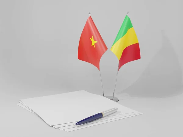 Mali Vietnam Agreement Flags White Background Render — стокове фото