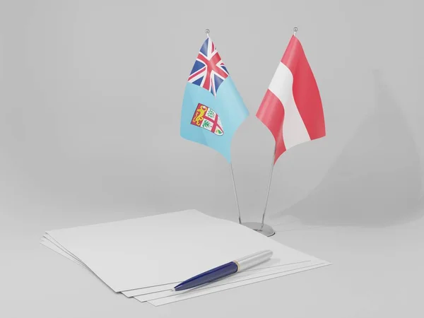 Αυστρία Σημαίες Της Συμφωνίας Των Φίτζι Λευκό Φόντο Render — Φωτογραφία Αρχείου