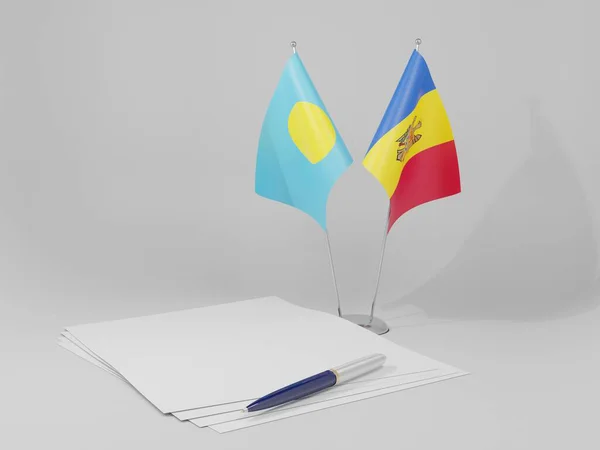 Moldova Palau Agreement Flags White Background Render — Stock Photo, Image