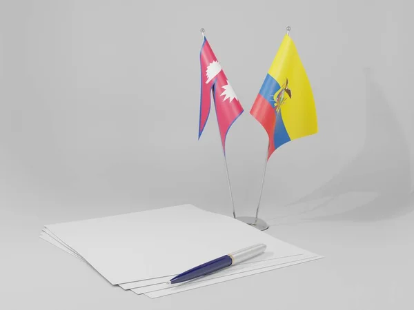 Ecuador Nepal Agreement Flags White Background Render — стокове фото