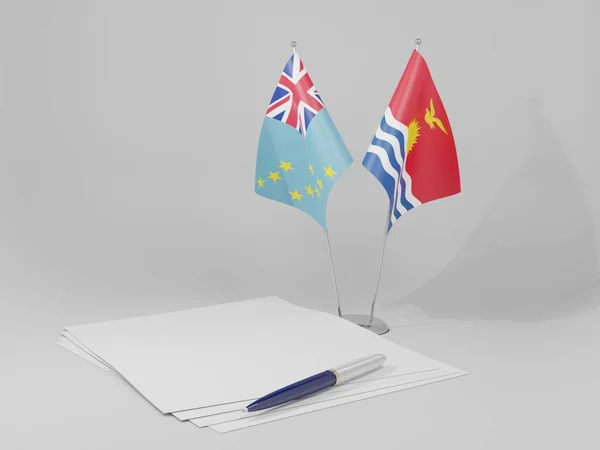 Kiribati Banderas Del Acuerdo Tuvalu Fondo Blanco Render — Foto de Stock
