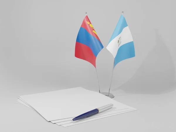 Guatemala Drapeaux Accord Mongolie Fond Blanc Render — Photo