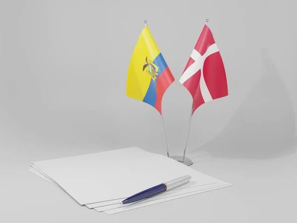 Дания Эквадор Соглашение Флаги Белый Фон Рендер — стоковое фото