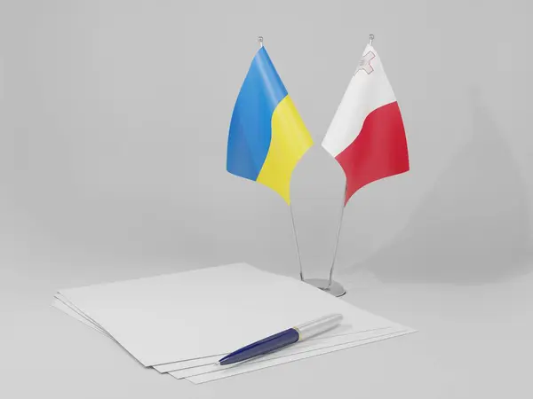 Мальта Україна Прапори Білий Фон Рендер — стокове фото