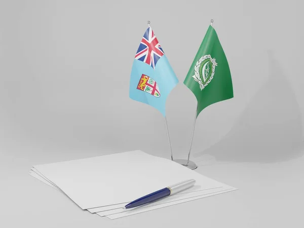 Αραβικός Σύνδεσμος Fiji Agreement Flags White Background Render — Φωτογραφία Αρχείου