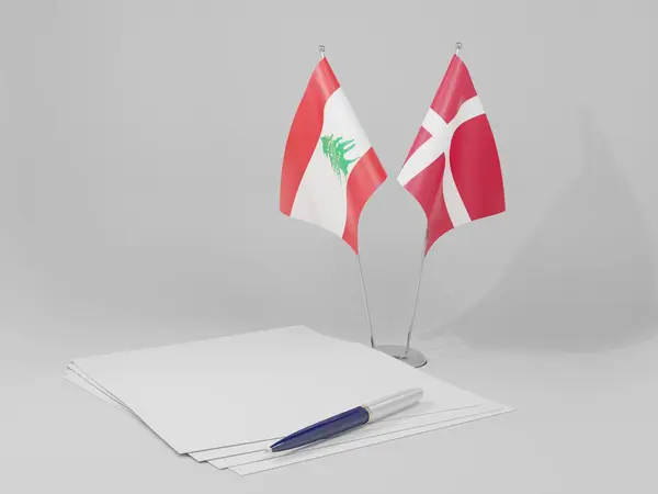Denmark Lebanon Agreement Flags White Background Render — Stock Photo, Image