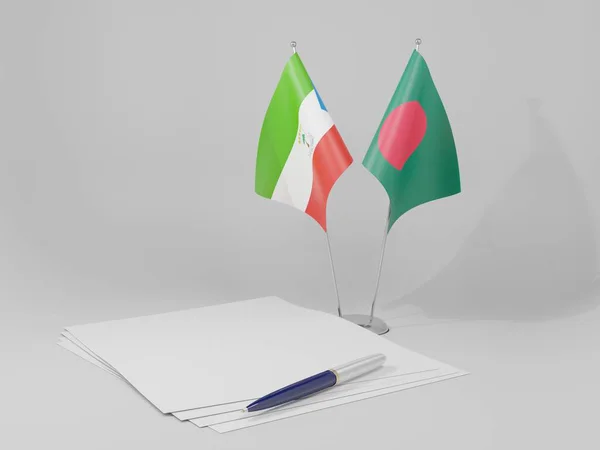 Bangladesh Banderas Del Acuerdo Guinea Ecuatorial Fondo Blanco Render — Foto de Stock