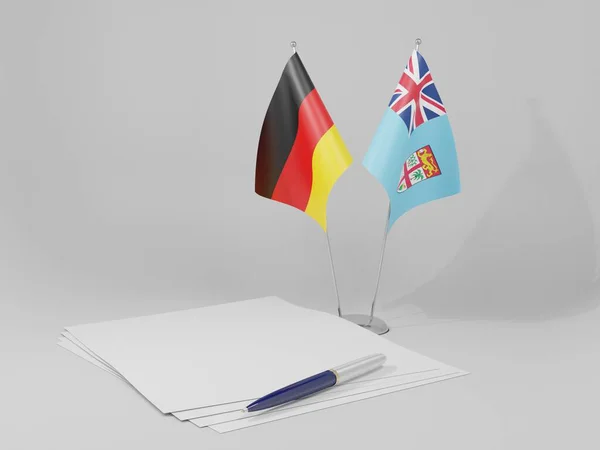 Fiji Banderas Del Acuerdo Alemania Fondo Blanco Render —  Fotos de Stock