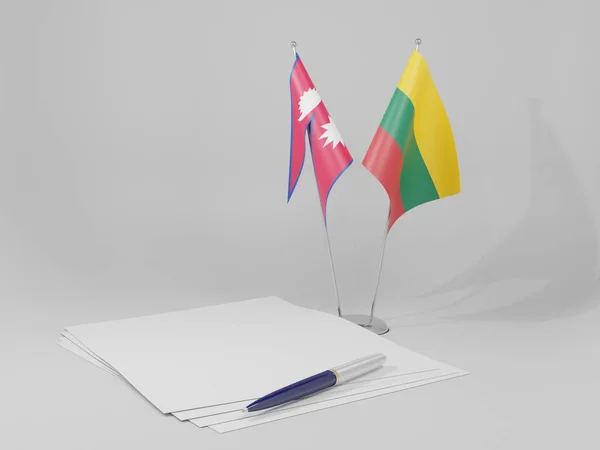 Litwa Flagi Nepalu Białe Tło Render — Zdjęcie stockowe