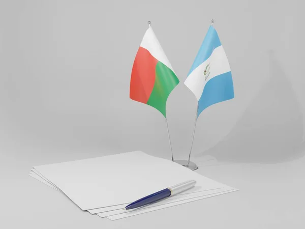 Banderas Del Acuerdo Guatemala Madagascar Fondo Blanco Render —  Fotos de Stock