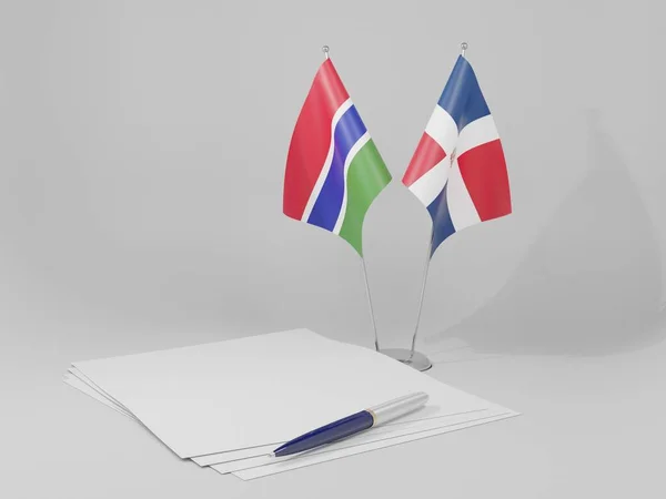 República Dominicana Gâmbia Acordo Bandeiras Fundo Branco Render — Fotografia de Stock
