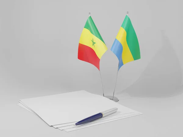 Gabon Senegal Overeenkomst Vlaggen Witte Achtergrond Render — Stockfoto