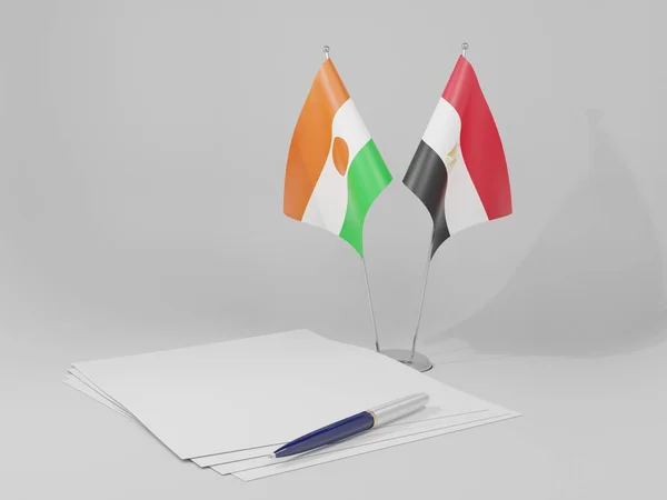 Egipto Banderas Del Acuerdo Níger Fondo Blanco Render — Foto de Stock