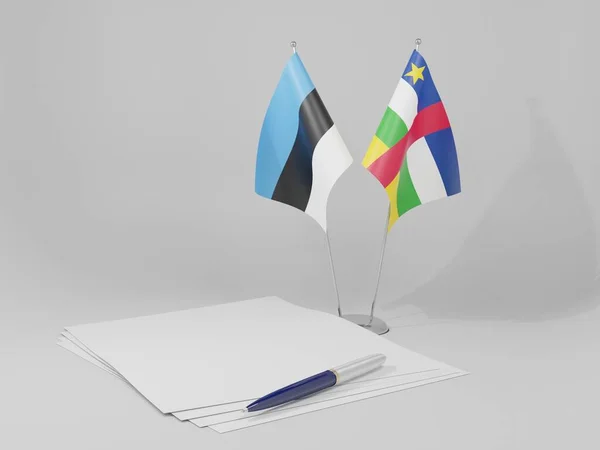 République Centrafricaine Estonie Drapeaux Accord Fond Blanc Render — Photo