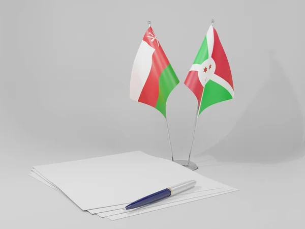Burundi Oman Abkommen Flaggen Weißer Hintergrund Render — Stockfoto