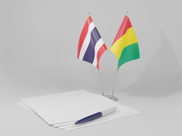 Guinea Thailand Agreement Flags White Background Render — Stock Photo, Image