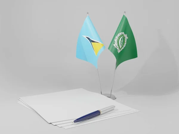 Liga Arabska Flagi Porozumienia Saint Lucia Białe Tło Render — Zdjęcie stockowe