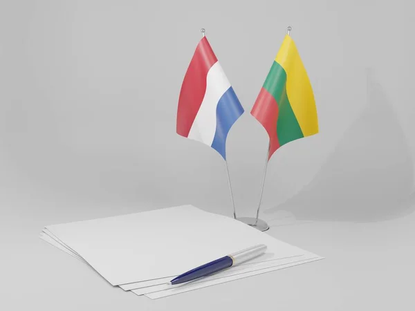 Lithuania Netherlands Agreement Flags White Background Render — Stock Photo, Image