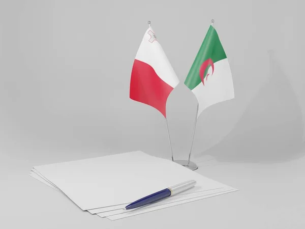 Algérie Malte Drapeaux Accord Fond Blanc Render — Photo