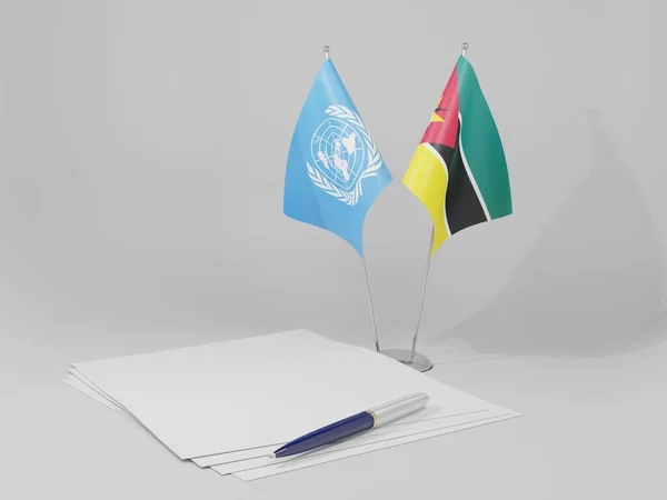 モザンビーク 国連合意の旗 白い背景 3Dレンダリング — ストック写真