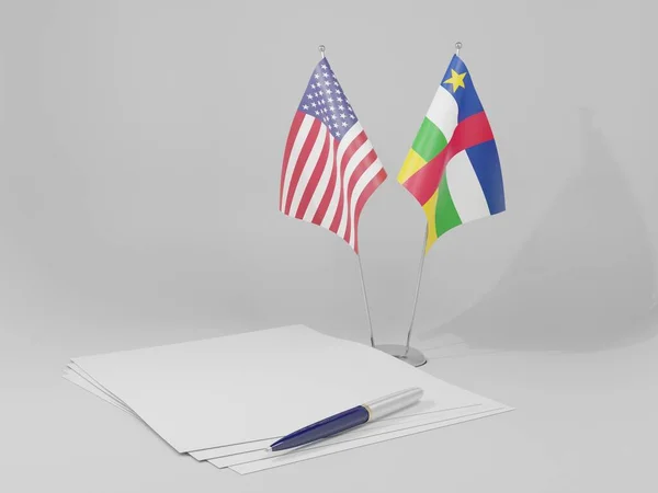 Central African Republic United States America Agreement Flags White Background — стокове фото