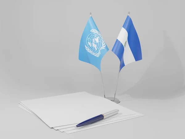 エルサルバドル 国際連合協定旗 白の背景 3Dレンダリング — ストック写真