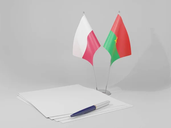 Burkina Faso Pologne Drapeaux Accord Fond Blanc Render — Photo