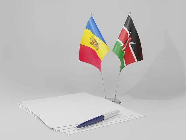 Kenya Moldavie Drapeaux Accord Fond Blanc Render — Photo