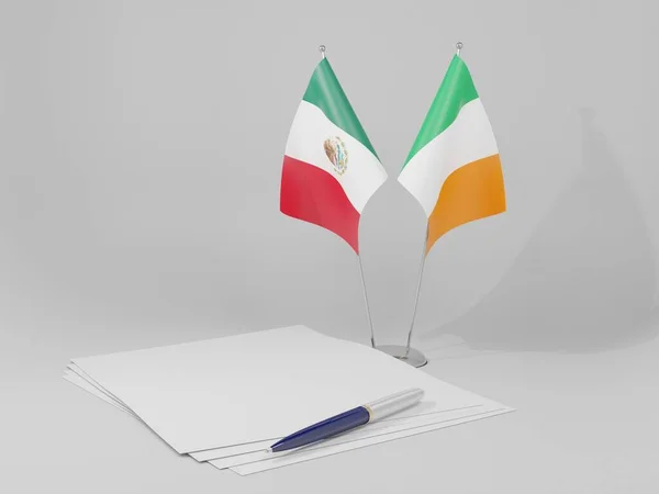Irlanda Banderas Del Acuerdo México Fondo Blanco Render — Foto de Stock
