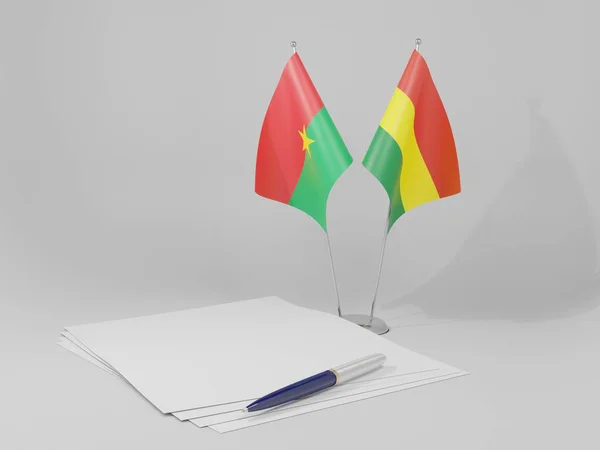 Bolivia Bandiere Dell Accordo Burkina Faso Sfondo Bianco Render — Foto Stock