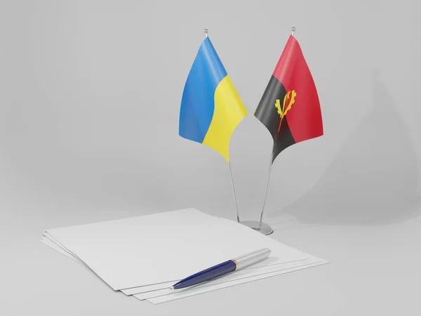 Angola Ukraine Drapeaux Accord Fond Blanc Render — Photo