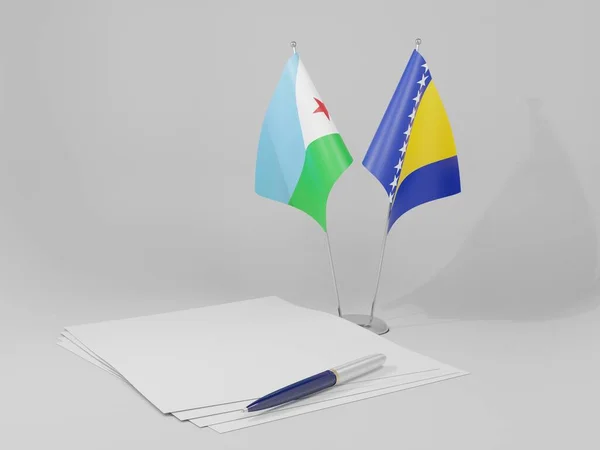 Bosnie Herzégovine Drapeaux Accord Djibouti Fond Blanc Render — Photo