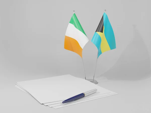 Bahama Overeenkomst Van Ierland Vlaggen Witte Achtergrond Render — Stockfoto