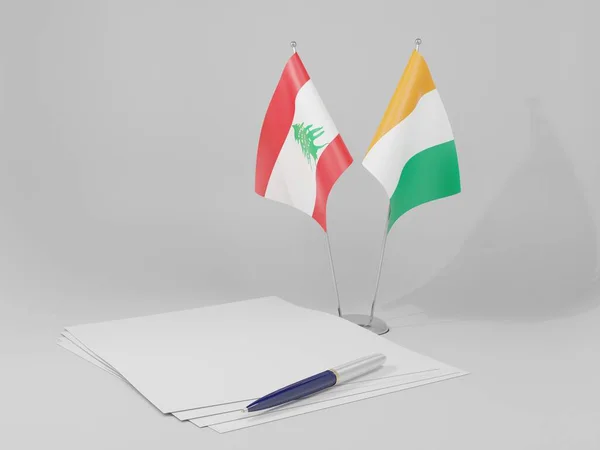 Cote Ivoire Lebanon Agreement Flags White Background Render — Stock Photo, Image