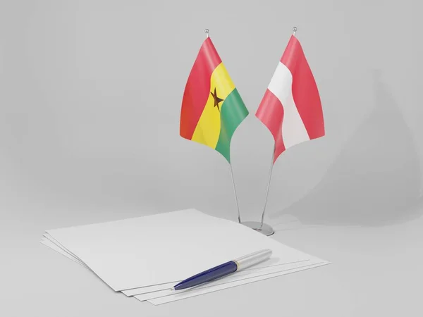 オーストリア ガーナ契約の旗 白い背景 3Dレンダリング — ストック写真