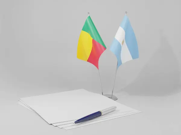 Argentine Drapeaux Accord Bénin Fond Blanc Render — Photo