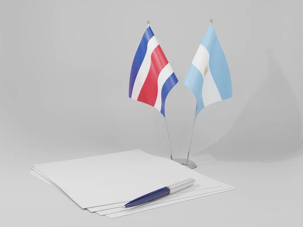Αργεντινή Κόστα Ρίκα Συμφωνία Σημαίες Λευκό Φόντο Render — Φωτογραφία Αρχείου