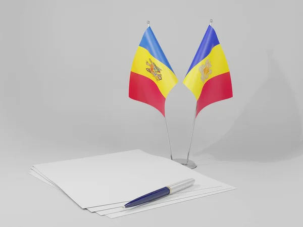 Andorre Moldavie Drapeaux Accord Fond Blanc Render — Photo