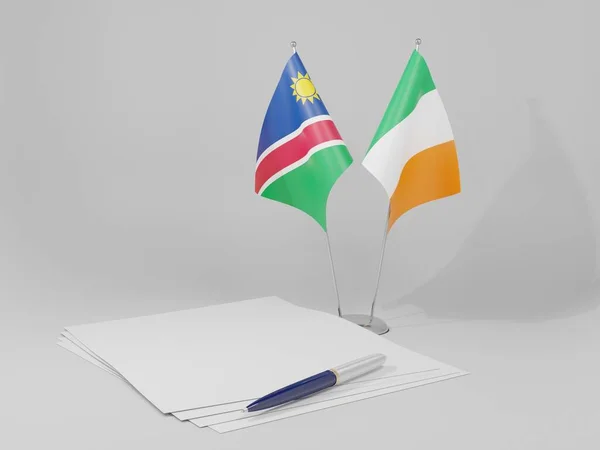 Overeenkomst Tussen Ierland Namibië Vlaggen Witte Achtergrond Render — Stockfoto