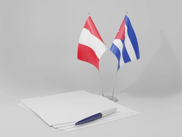 Cuba Peru Acordo Bandeiras Fundo Branco Render — Fotografia de Stock
