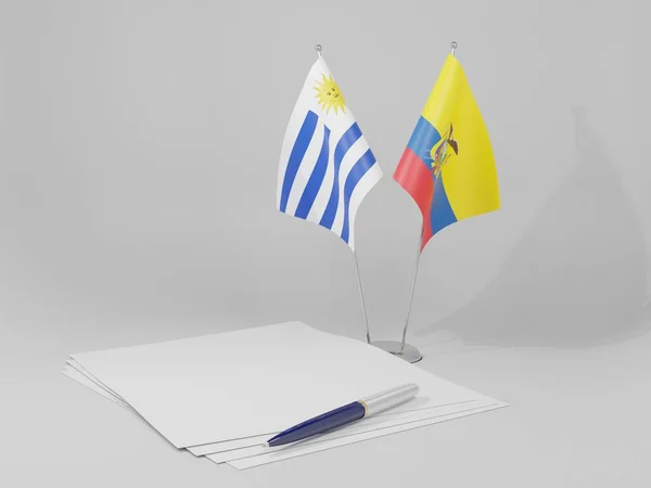 Εκουαδόρ Ουρουγουάη Flags White Background Render — Φωτογραφία Αρχείου