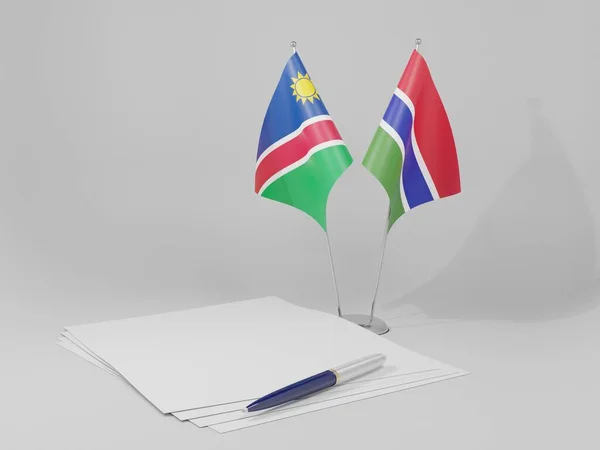 Gambia Bandiere Dell Accordo Namibia Sfondo Bianco Render — Foto Stock