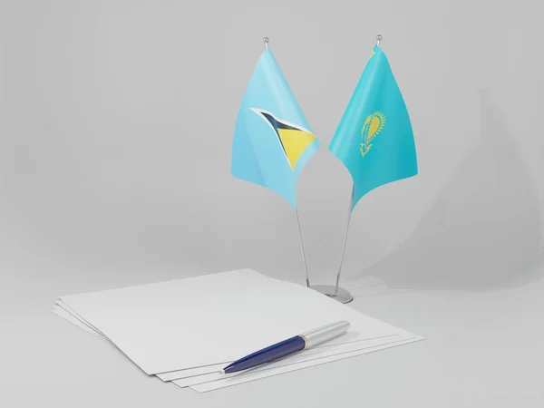 카자흐스탄 루시아 Flags White Background Render — 스톡 사진
