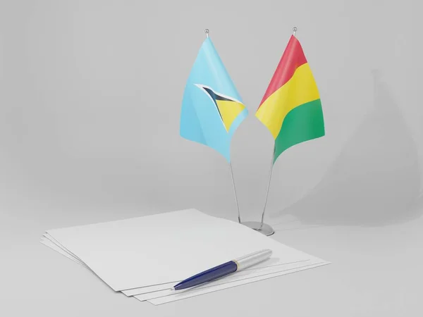 Guinea Svatá Lucie Vlajky Dohody Bílé Pozadí Vykreslování — Stock fotografie